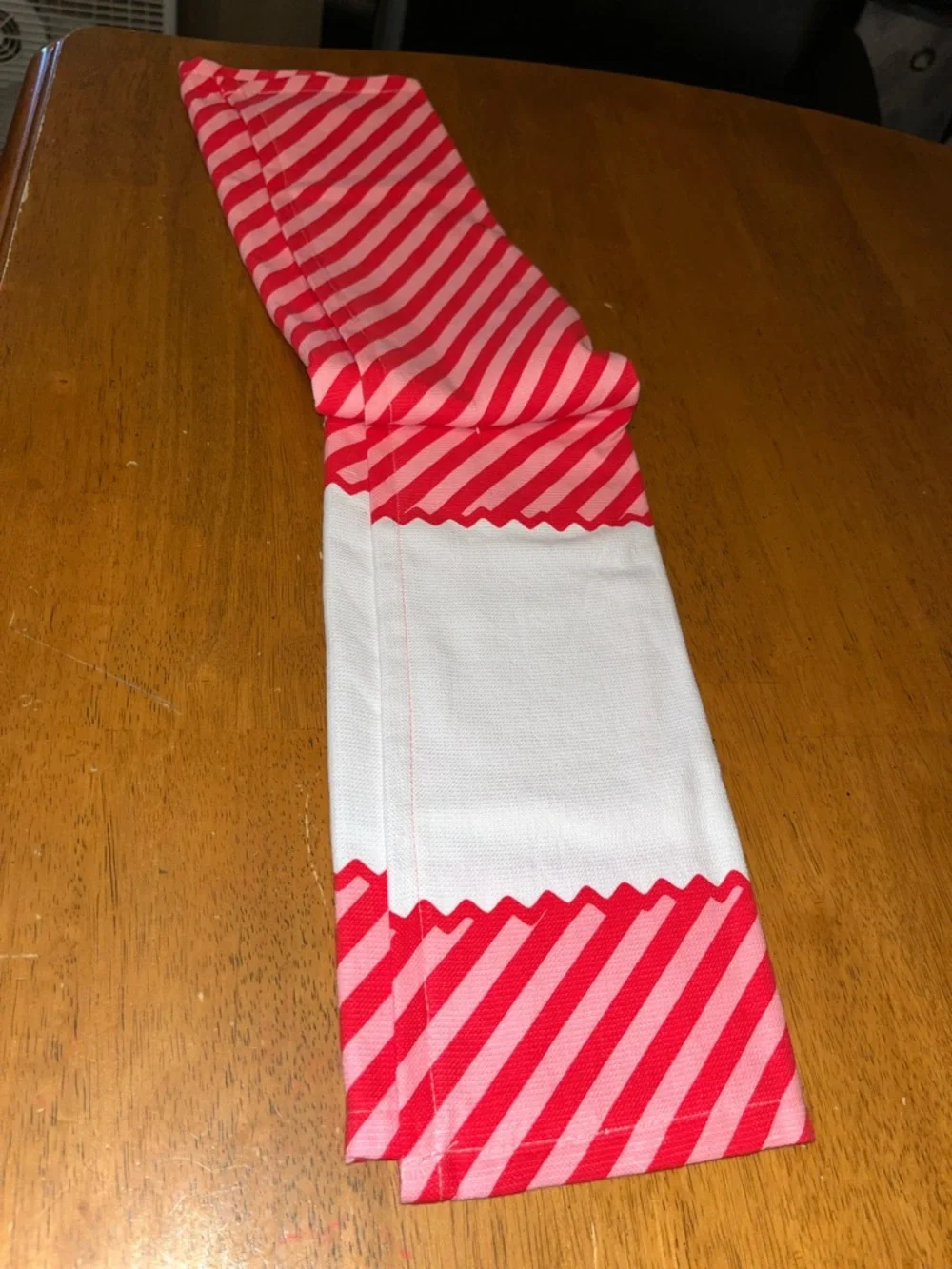 December Home Love Peace Joy Striped Pink Red Stripe 100% Cotton Kitchen Towel